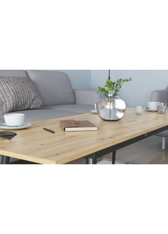 Стіл журнальний трансформер Dandi Small 45x120(160)x60 Чорний метал ДСП Дуб Артізан 16 мм (FRD-106792) Ferrum-decor (353501398)