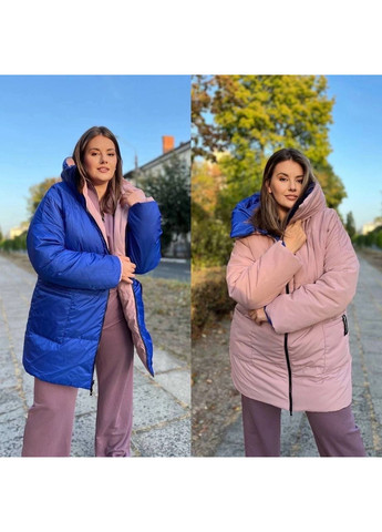Розовая зимняя 🧥 куртка-пальто двусторонняя | плащевка лаке + монклер | размерная сетка в описании DK/DL Мода без кордонів