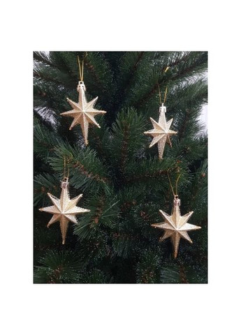 Елочная игрушка Звезды, 9 см, пластиковые 4 шт, золотые (5901292631147_2) Chomik Зірки, 9 см, пластикові 4 шт, золоті (367829497)