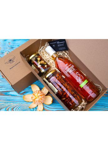 Подарунковий набір (питний мед+горіхи з медом: кеш'ю, мигдаль, гарбузове насіння) Медові ласощі (373019776)