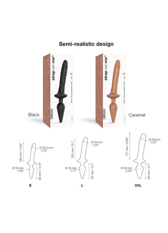 Анальна пробка з дилдо 2в1 SWITCH PLUG-IN REALISTIC DILDO Black XXL, діаметр 5,2/3,9 см Strap-On-Me (296627279)