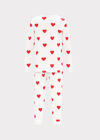 Біла всесезон дитяча піжама реглан і штани в червоні бавовна серця. кофта + брюки German Volf