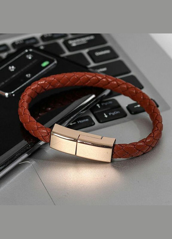 Плетений шкіряний браслет із кабелем USBType-C Коричневий No Brand (276976246)