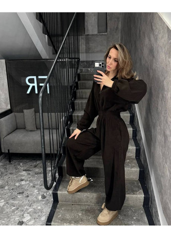 Велюровий комбінезон Україна комбінезон-брюки коричневий спортивний, повсякденний велюр