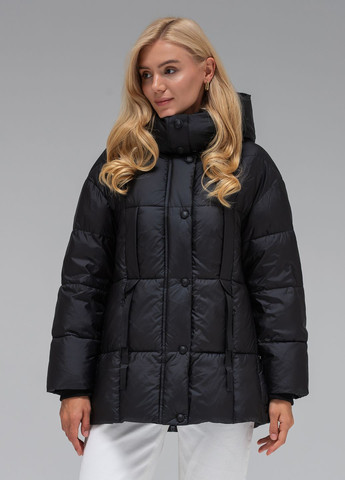 Чорна зимня куртка з капюшоном модель Viva 066