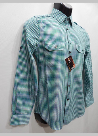 Зеленая кэжуал рубашка в клетку No Brand