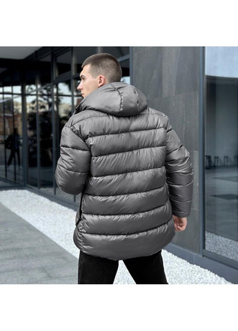 Сіра зимня стильна чоловіча зимова куртка на пуху сіра No Brand