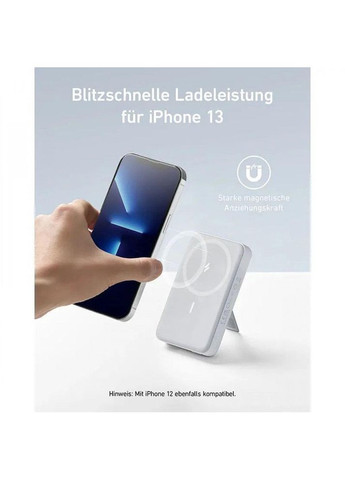 Магнитный павербанк MagGo 10 000 mAh 20 ватт с беспроводной зарядкой и подставкой Белый Anker (349824355)