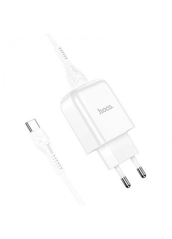 Мережевий зарядний пристрій N2 Vigour з 1 USB/2.1 A з гнучким кабелем Type-C Білий Hoco (337351796)