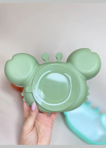 Тарелка детская на присоске на 3 секции Краб 6878 15х23 см зеленая No Brand (347229381)