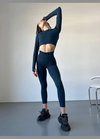 Костюм «новий» 2 в 1 (рашгард та легінси) з пуш-ап ефектом темно-бірюзового кольору, розмір S Trends (330757637)