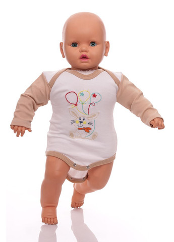 Бежевий демісезонний боді + штани з кульками 62 см (29868) BABYKROHA
