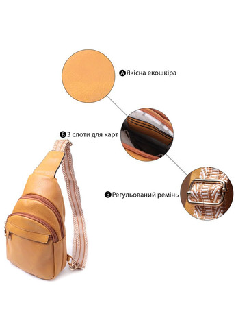 Яркая женская сумка через плечо с отверстием для наушников из экокожи 22788 Желтый Vintage (331910287)