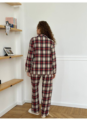 Бордова всесезон піжама жіноча домашній костюм сорочка + брюки No Brand