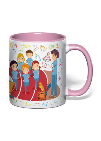 Чашка з друком "Найкращий вчитель фізкультури" 330 мл (колір рожевий) (31442) No Brand (362506594)