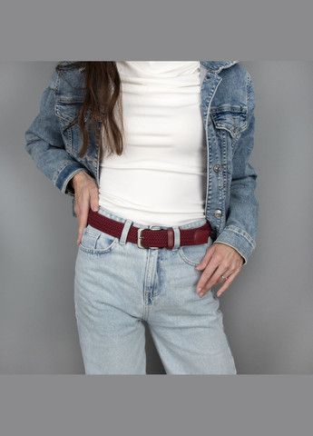 Ремень-резинка женский PS-35012 (105 см) бордовый плетеный Puos (332767856)