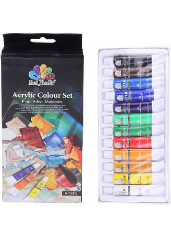 Художні акрилові фарби BeiJiaEr набір 12 кольорів по 12 ml Worison (322650369)