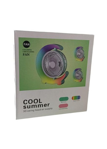 Портативный настольный аккумуляторный USB вентилятор -лампа Cool Summer 3D Swing Три скорости мятный зелёный Led (333828851)