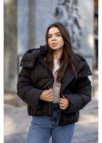 Чорна зимня жіноча зимова коротка куртка oversize 75362 Towmy