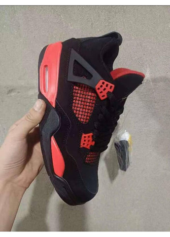 Чорні Осінні кросівки чоловічі nike air jordan 4 black red v2 найк аір джордан No Brand