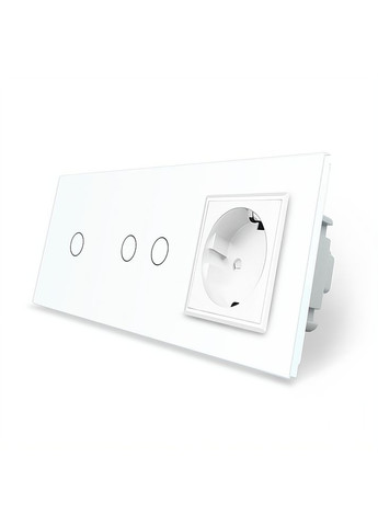 Розумний сенсорний ZigBee вимикач 3 сенсора (1-2) 1 розетка білий скло (VL-C701Z/C702Z/C7C1EU-11) Livolo (370984918)