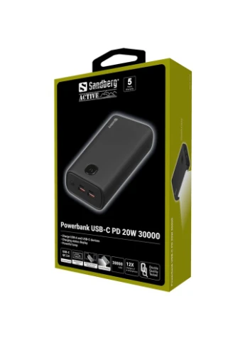 УМБ PD 30000mAh 20W 1,7A QC3.0, UPS mode, 2хUSB, TypeC OUT, ліхтарик Sandberg (315603672)