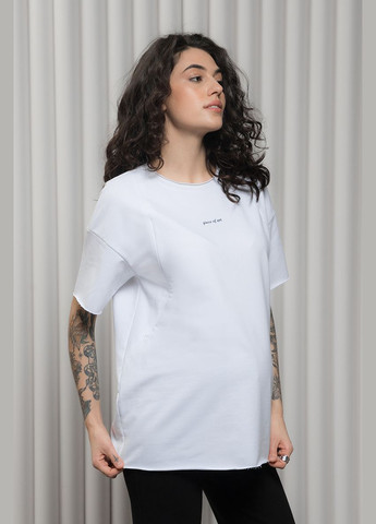 Біла біла бавовняна футболка для вагітних та годуючих із щільного трикотажу двонитка Юла мама