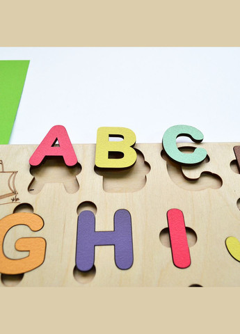 Дерев'яний алфавіт "Трактори", дитяча азбука із дерева, дерев'яні букви-пазли, абетка-сортер АНГЛІЙСЬКА No Brand (301482642)