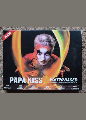 Аквагрим Water Based набір 15 кольорів + 2 пензлі AC-8005 Papa Kiss (302241675)