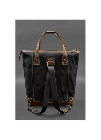 Сумка рюкзак жіночий з канвасу та натуральної шкіри темно-коричневий BlankNote (301871733)