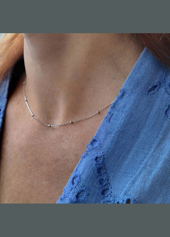 Серебряная цепочка чокер якорь см серебро 925 пробы Родированное колье с шариками 1.40г 226р1/40 No Brand (306854539)