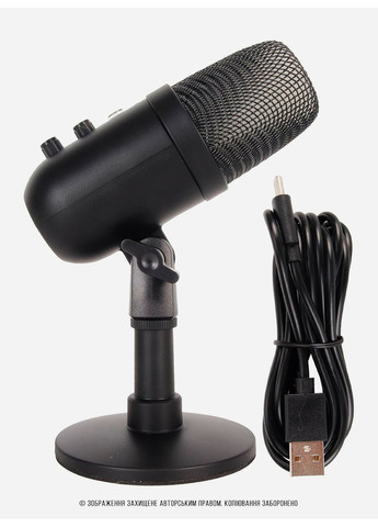 Мікрофон студійний ігровий з LED підсвічуванням конденсаторний MU1000 для ноутбука ПК TikTok YouTube чорний 73764 OnePro (368030228)