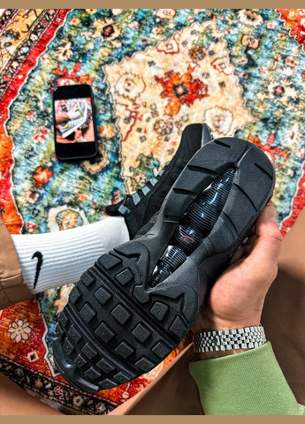 Чорні Осінні кросівки чоловічі air max 95 black | найк аір макс 95 чорні No Brand
