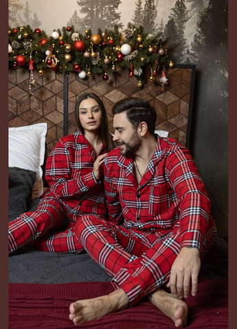 Красная пижама фланелевая рубашка + штаны все размеры No Brand