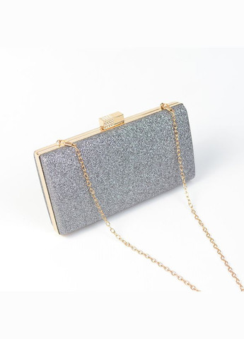 Серый женский маленький вечерний клатч бокс, мини сумочка с блестками на цепочке No Brand (311282286)