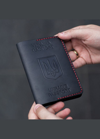 Обложка на паспорт, цвет черный с красной нитью SD Leather (285720145)