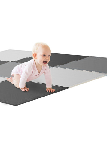 Мат-пазл EVA 1см HS-A010PM - 9 частин чорний/білий/сірий Hop-Sport (301865723)