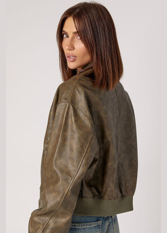 Оливкова (хакі) демісезонна жіноча куртка-бомбер у вінтажному стилі - хакі цвет, s (sku_00006) No Brand