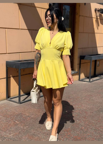 Жовтий стильна сукня-комбінезон з ефектом корсета No Brand