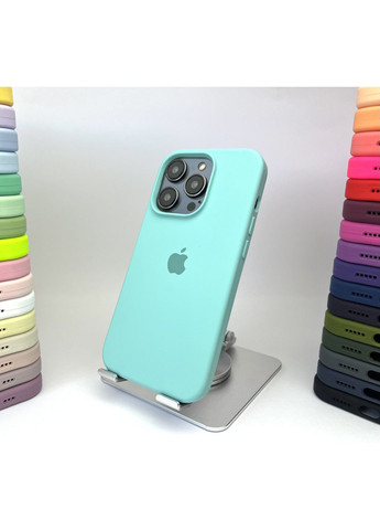 Чехол Silicone case на 14 PRO с микрофиброй силиконовый для айфона 14 О Marine green No Brand (369137042)