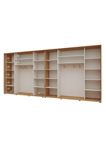 Шкаф-купе шестидверный Комфорт Мебель 460*60*240 см Дуб золотой 4 двери ДСП + 2 двери Зеркало Макси Комфорт Меблі (360478647)