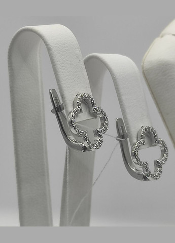 "Серебряные серьги-клевер с покрытием родий" Shiny 5564 No Brand (331145354)