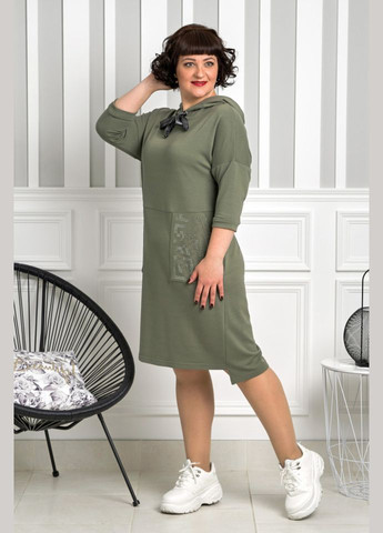 Оливковое платье 14382-6 Alenka Plus