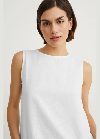 Белая летняя блуза из льна C&A