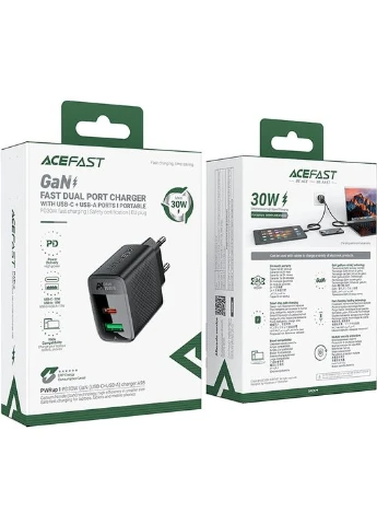 Мережевий зарядний пристрій A98 Black (6974316283263) Acefast (334257207)