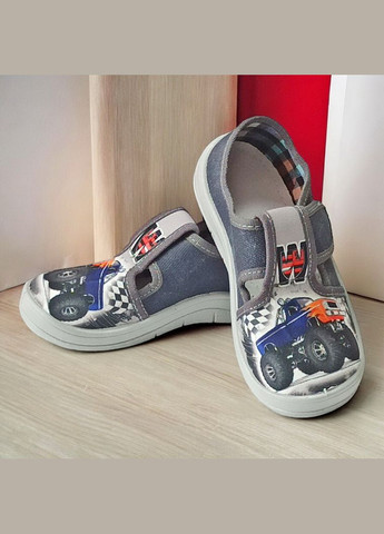 Серые ортопедические тапочки на липучке для мальчика сменная обувь в садик сменка валди Waldi