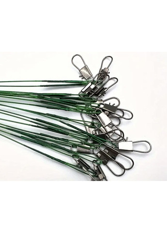 Металические рыбацкие поводки 10 шт., 15 см — крепкие, з вертлюгами, для ловли щуки, судака, окуня No Brand (370030889)