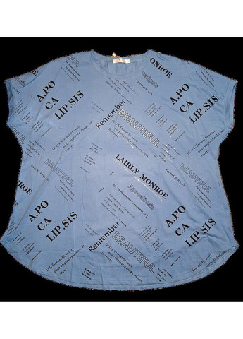 Женская футболка "BEAUTIFUL" синяя хлопковая с принтом Levisha - (345715882)