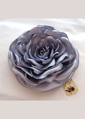 Большая брошь цветок из ткани ручной работы "Серая Роза" No Brand (349842847)