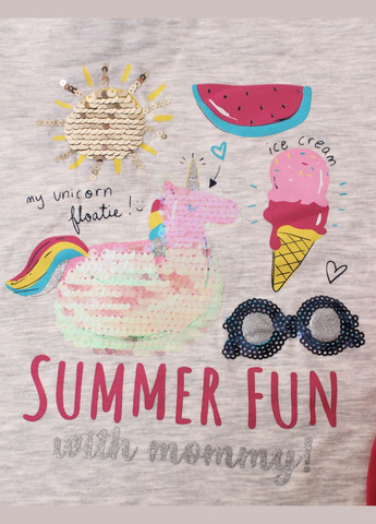 Сірий літній футболка + капрі 13733 сірий меланжевий і фуксія Breeze